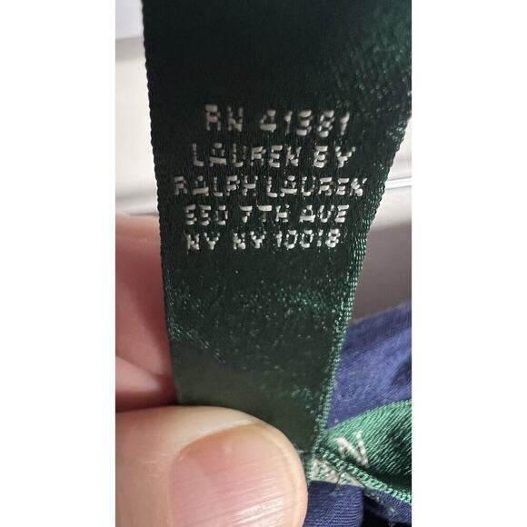 Lauren Ralph Lauren Size 14 Navy Fit & Flare Embroidered Cut Outs Linen Skirt - Picture 6 of 8